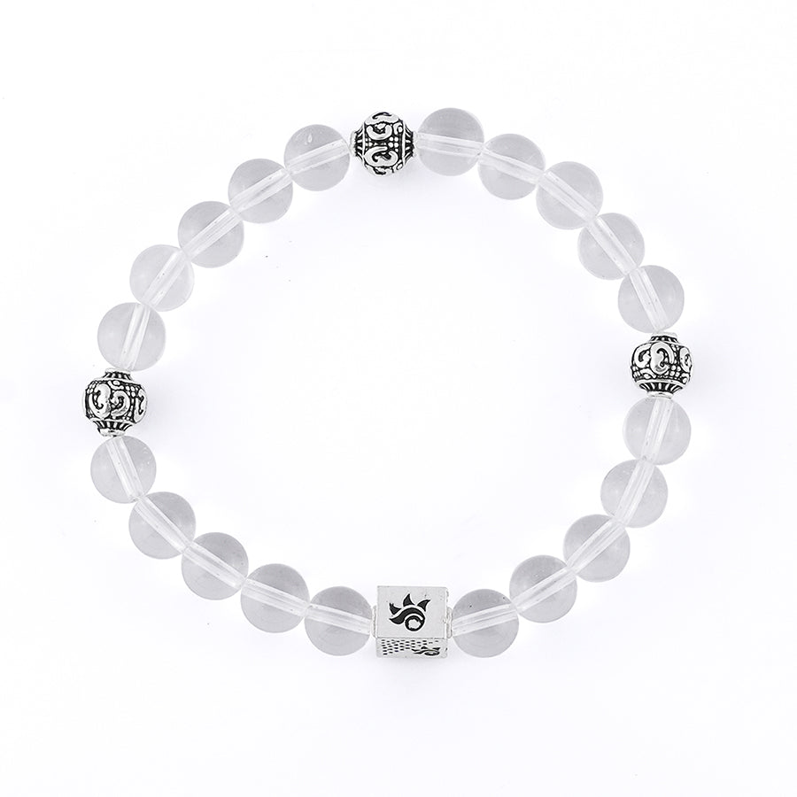 Spatik Beads with Om Silver Beads Bracelet