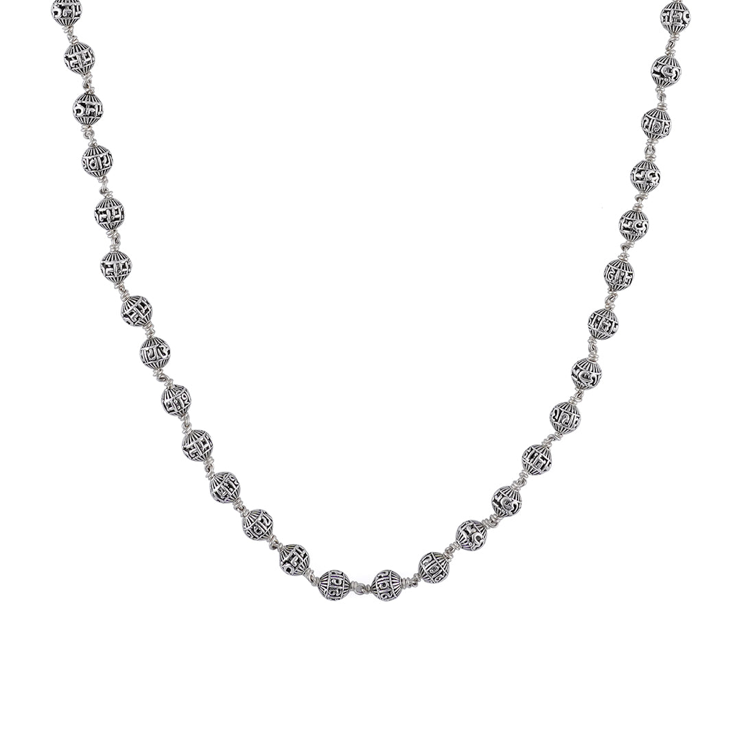 OM NAMAH SHIVAY SILVER BEADS MALA