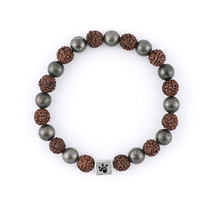 Rudraksha with Pyrite Beads Bracelet