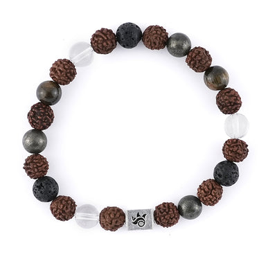Rudraksha with Lava, Pyrite,Spatik Beads Bracelet