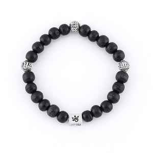 Ebony Karungali with Shree Hari Silver Beads Bracelet
