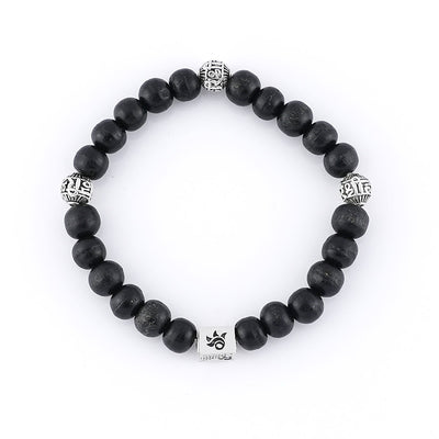 Ebony Karungali with Shree Hari Silver Beads Bracelet