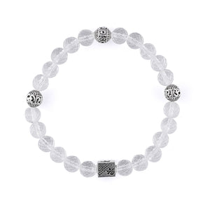 Spatik Diamond Cut Beads with Om Namah Shivay Silver Beads Bracelet