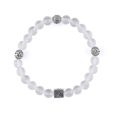 Spatik Diamond Cut Beads with Om Namah Shivay Silver Beads Bracelet