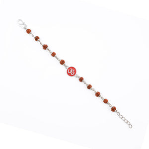 Real Rudraksha Silver Bracelet with Om Single Line for Kids