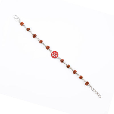 Real Rudraksha Silver Bracelet with Om Single Line for Kids
