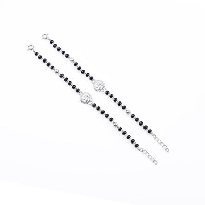 Black Beads and Silver Swastik Nazariya for Kids