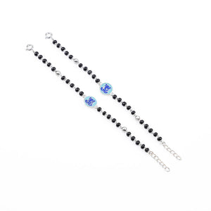 black beads Ganesh silver nazariya for kids