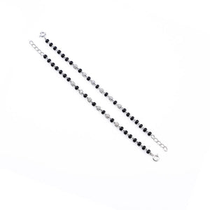 Real Black and Silver Beads Pattern Nazariya for Kids