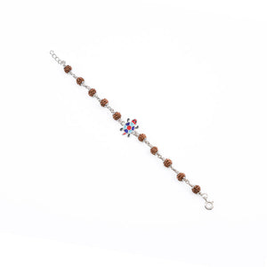 Rudraksha Silver Bracelet with Colorful Tortoise Single Line for Kids