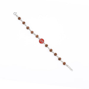 Rudraksha Silver Bracelet with Ram Single Line for Kids