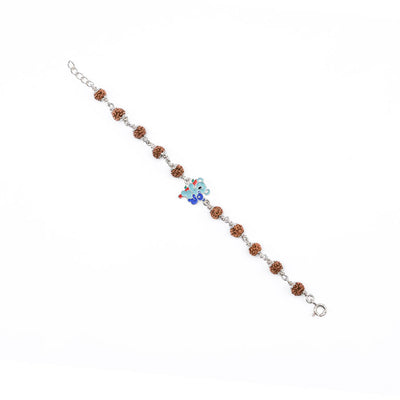 Rudraksha Silver Bracelet with Colorful Mama Koala and Baby Koala Single Line for Kids