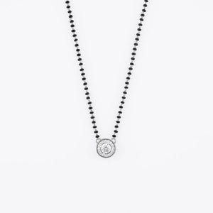 1.SOLITAIRE ROUND SHAPE MANGALSUTRA IN SILVER 92.5