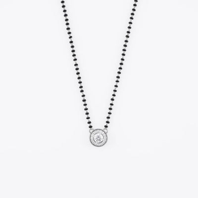 1.SOLITAIRE ROUND SHAPE MANGALSUTRA IN SILVER 92.5