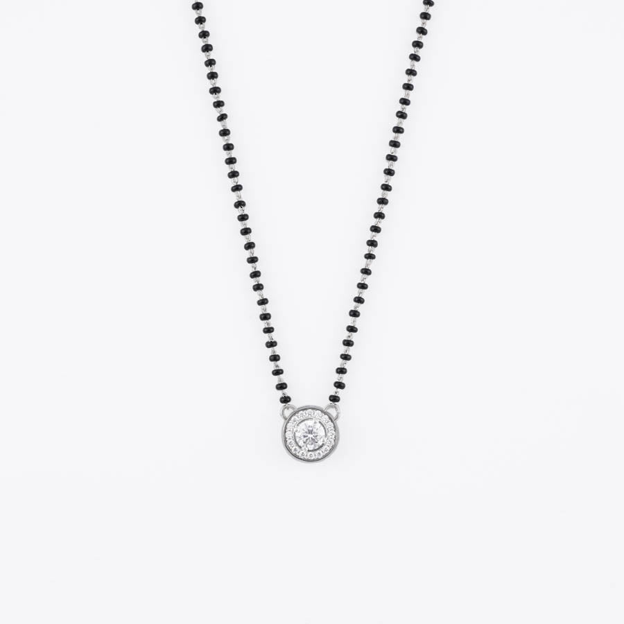 1.SOLITAIRE ROUND SHAPE MANGALSUTRA IN SILVER 92.5