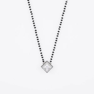 SOLITAIRE SQUARE SHAPE MANGALSUTRA IN SILVER 92.5