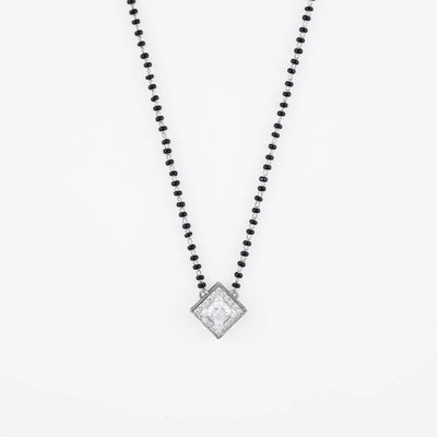 SOLITAIRE SQUARE SHAPE MANGALSUTRA IN SILVER 92.5