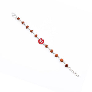 Rudraksha Silver Bracelet with Shree Single Line for Kids
