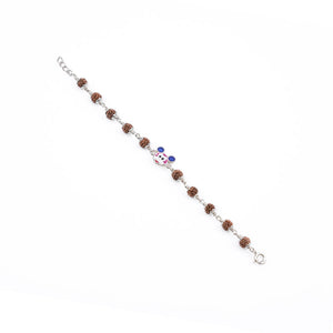 Rudraksha Silver Bracelet with Colorful Mickey Mouse Single Line for Kids
