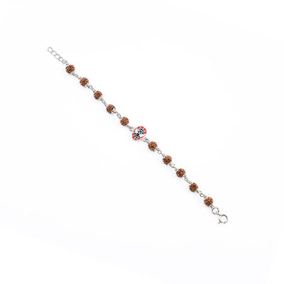 Rudraksha Silver Bracelet with Spiderman Single Line for Kids