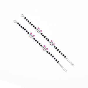 Real Black beads mickey mouse silver nazariya for kids