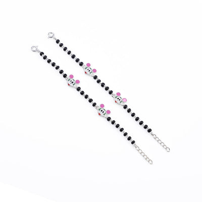 Real Black beads mickey mouse silver nazariya for kids