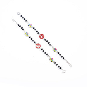 black beads multicolor tortoise Om silver nazariya for kids