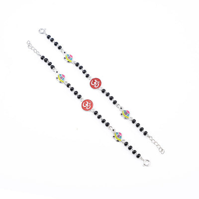 black beads multicolor tortoise Om silver nazariya for kids