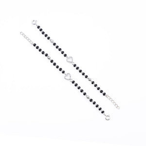 black beads and silver heart nazariya for kids