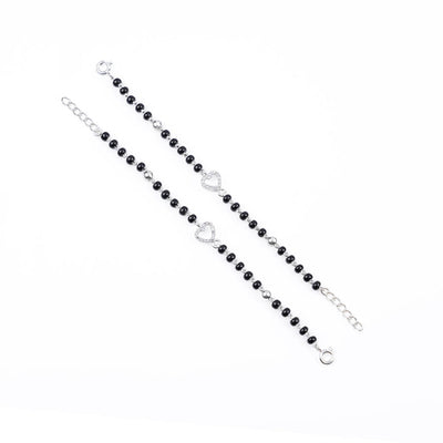 black beads and silver heart nazariya for kids
