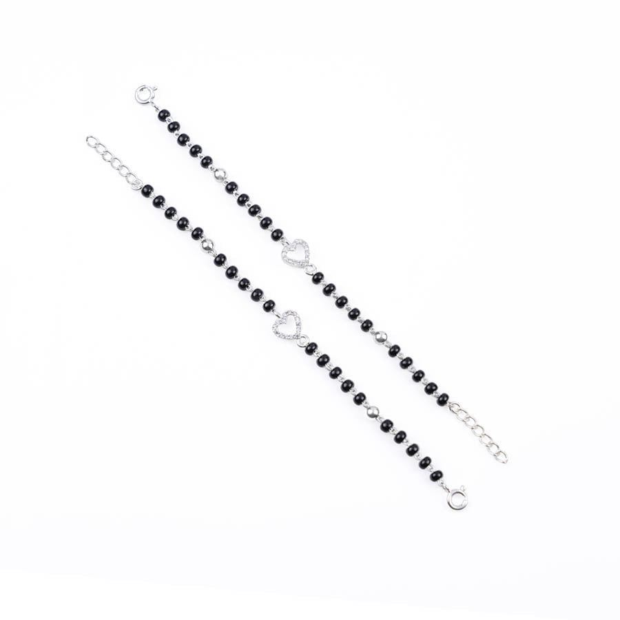 black beads and silver heart nazariya for kids