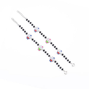 Black beads multicolor teddy bear silver nazariya for kids