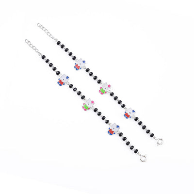 Black beads multicolor teddy bear silver nazariya for kids