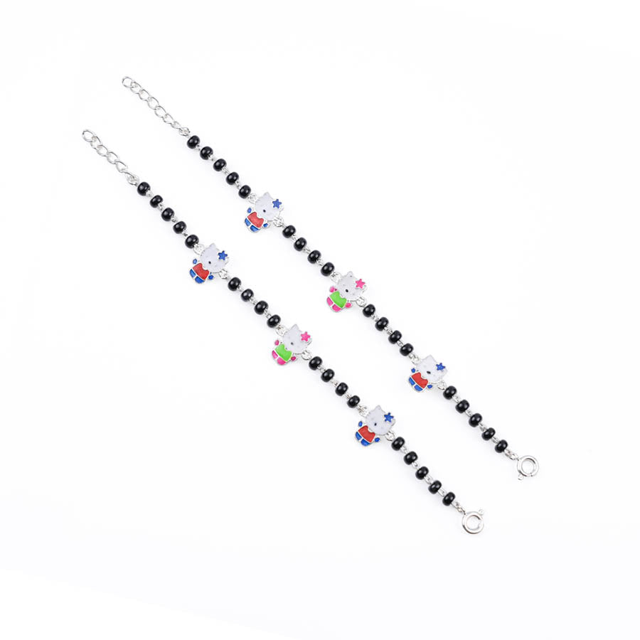 Black beads multicolor teddy bear silver nazariya for kids