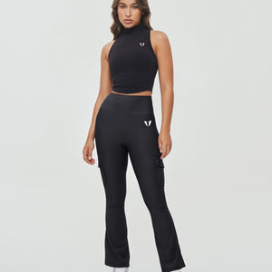 High Neck Athletic Tank - Black