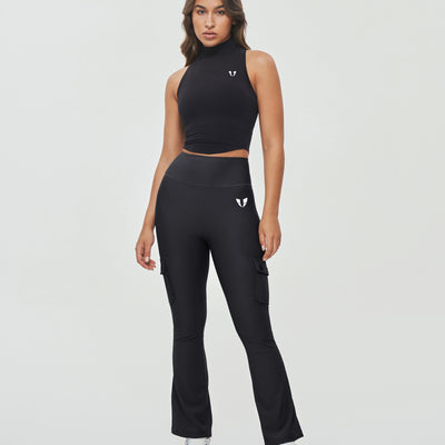 High Neck Athletic Tank - Black