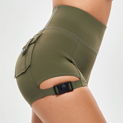 Cutout Cargo Shorts - Moss Green