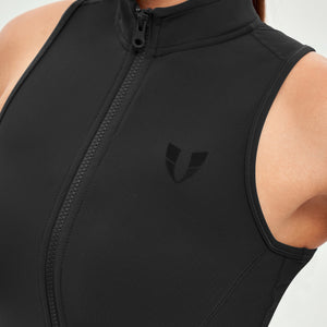 Ribbed Zip Up Tank - Black