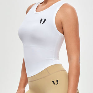 Round Neck Sports Tank - White