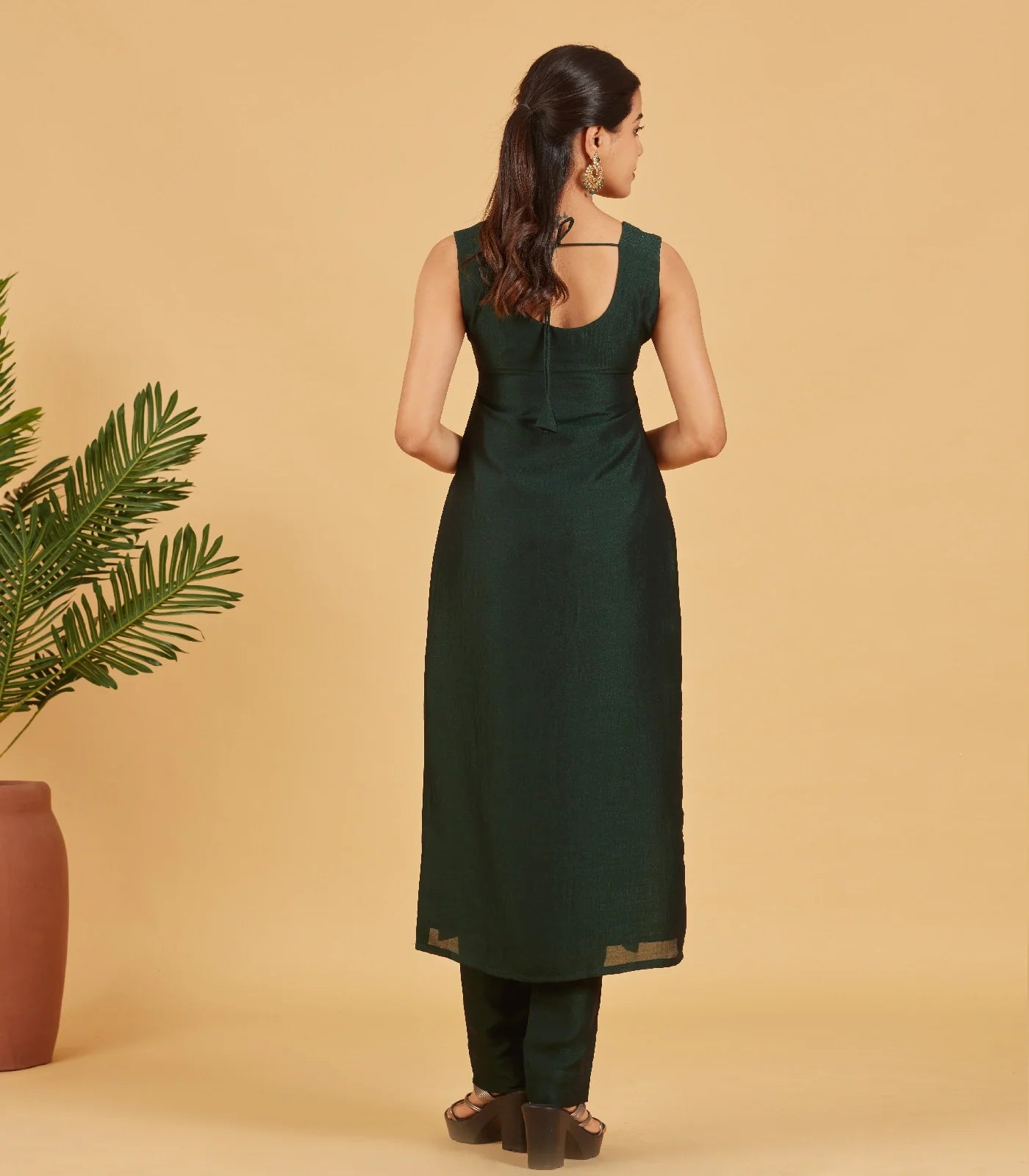 Bottle Green Embroidered Festive Kurta Set