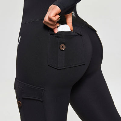 PowerMove Thermal Fleece Cargo Leggings - Black