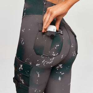 Cargo Fitness Leggings - Phantom Tie Dye