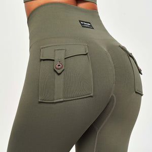 Seamless Cargo Leggings - Olive Green