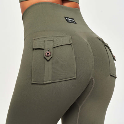 Seamless Cargo Leggings - Olive Green