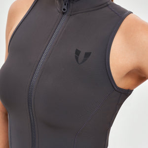 Ribbed Zip Up Tank - Graphite Gray