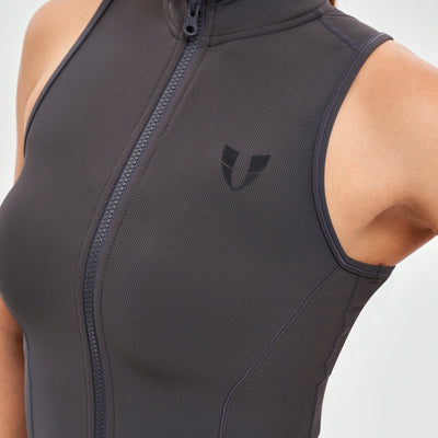 Ribbed Zip Up Tank - Graphite Gray