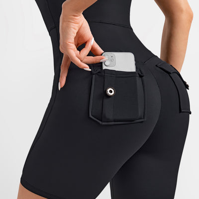 Cargo Pocket Bodysuit Short - Black