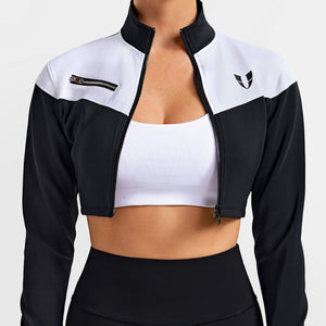 Vivid Fit Crop Jacket - Black and White