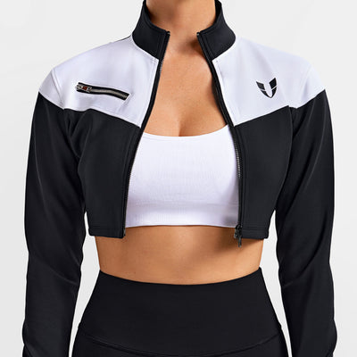 Vivid Fit Crop Jacket - Black and White