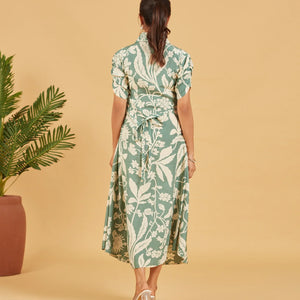 Sage Floral Button Down Dress